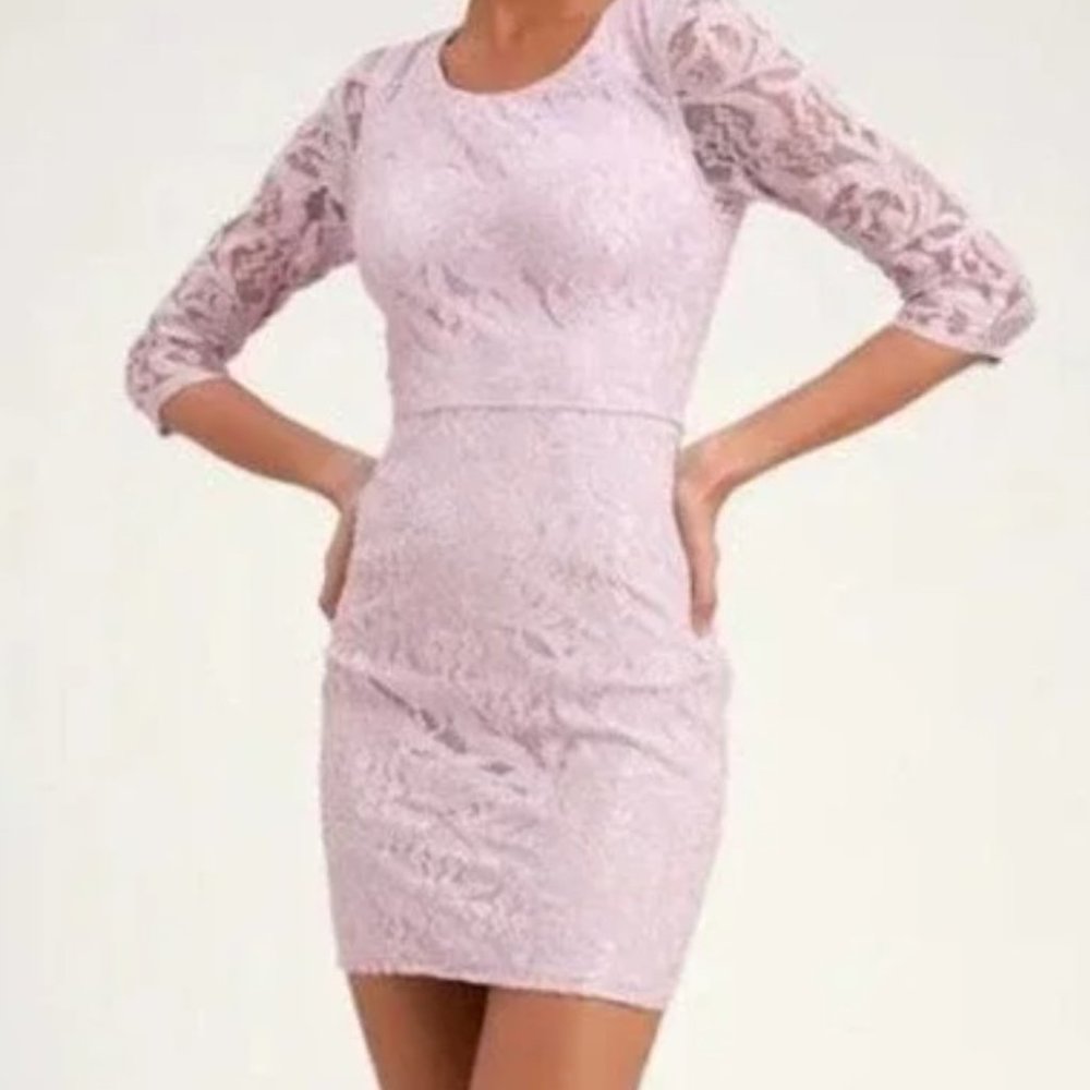 Lulu's All For You Bodycon Lace Dress, Lavender